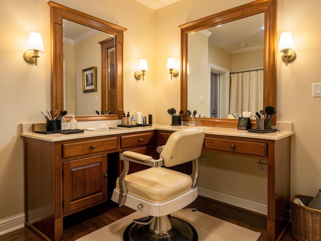 Private barber suite with classic chair and lit mirror in Clayton County, Georgia